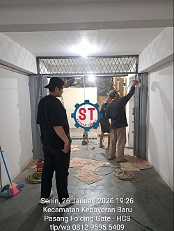 Pasang folding gate rel bawah diangkat murah jakarta